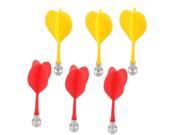 6 Pcs Exquisite Bullseye Target Red Yellow Plastic Wing Magnetic Darts Needle
