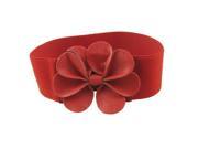 Allegra K Lady Faux Leather Flower Decor Elastic Red Wide Cinch Belt