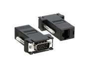 2 Black VGA Male to CAT5 CAT6 RJ45 Extender Adapters Cable