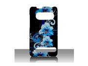 Cell Phone Blue Flower Protective Case Faceplate Cover For HTC EVO 4G