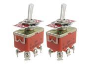 New 2 Pcs Metal Resin AC 250V 15A Amps ON OFF ON 3 Position DPDT Toggle Switch