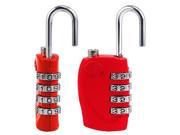2 X Red 4 Dial TSA Combination Padlock Resettable Luggage Travel Lock