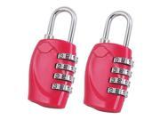 2x 4 Dial TSA Combination Padlock Resettable Lock Luggage Suitcase Travel Red