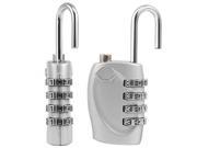 2 New Silver 4 Dial TSA Combination Padlock Resettable Luggage Travel Lock Safe