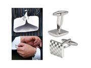 Gentle Mens Stainless Business Shirt Silver Square Lattice Wedding Cufflinks UK