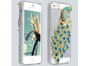 Bling 3D Peacock Ocean Blue Crystal Diamond Rhinestone Hard Case Cover for iPhone 5