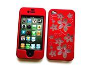 Snap On Protector Hard Cover Case Aloha Flowers Red Design for Apple iPhone 4