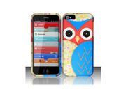 Red Blue Owl Hard Case Snap On Rubberized Cover For Apple iPhone 5
