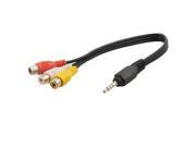 New 25cm 10 Black 3.5mm Plug Male to 3 RCA Female Adapter Audio Video Cable