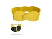 8 shaped Faux Leather Buckle Elastic Belt Yellow for Lady