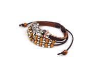 Palace Vintage Style Cross Sideways Beads Leather Bracelet Adjustable Wristband