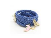 New Practical Beautiful Blue Fashion Leather Woven Bracelet with Charms