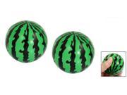 Child Foam Squeeze Stress Sponge Green Black 2.3 Dia Watermelons Ball Toy 2 Pcs