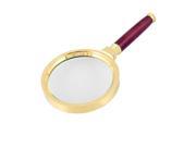 80mm Diameter 15X Optical Lens Rosewood Handle Gold Tone Magnifying Glass