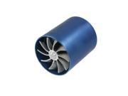New Double Turbine Turbo Charger Air Intake Gas Fuel Saver Fan For Car Blue