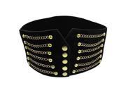New Superior Gold Tone Chain Front Elastic High Waist Belt Cinch For Woman