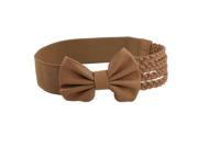 Camel Color Bowknot Decor Braided Faux Leather Elastic CInch Belt For Women