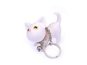 Cute Cat Key Chain Kitten Key Ring Bag Ornament With Bell White