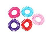 New 5 Pcs Women Plastic Assorted Color Bouncy Coil Hair Tie Ponytail Holders