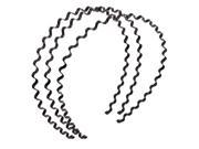 New 3 Pcs Wavy Design Black Metal Hair Hoop Headband Ornament for Women