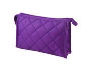 Purple Womens 7.9 Long Grid Pattern Rectangle Travel Case Makeup Zipper Bag