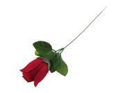 New 2pcs Red Cloth Petal Green Plastic Leaf Artificial Rose for Decoration