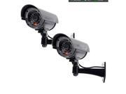 2x Flashing Light Dummy Security Camera Fake Infrared LED Surveillance Bullet