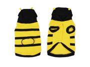 New Xmas Costume Yellow Black Fleece Bee Design Hooded Dog Coat Pet Clothes L