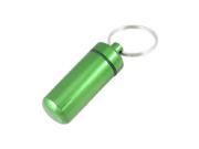 Pocket Size Green Aluminum Pill Box Cache Container Bottle w Key Ring
