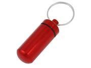 Silver Tone Aluminum Capsules Pill Fob Box Cache Container Burgundy w Key Ring