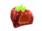 Lovely Strawberry Soft Cashmere Warm Pet Nest Dog Cat Bed Foldable Red