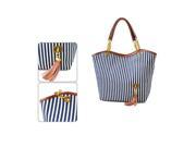 Stripe Design Women Street Snap Candid Tote Single Shoulder Canvas Bag Handbag