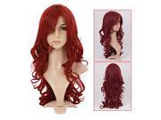 New Charming Long Wavy Wine Red Hair Synthetic Wig Women s Party Full Wigs