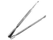 New 2Pcs Nail Art Stainless Steel Pusher Remover Tool Trimmer Set Accessories