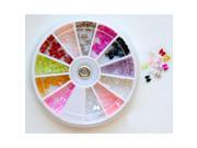New 12 Different Color Bow Bows Pearl Nail Art Stone Wheel Rhinestones Beads