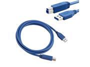 SuperSpeed USB 3.0 Type A Male to Type B Male Cable 6 FT Blue