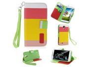 Colorful PU Wallet Case Flip Stand Cover with Card Holder for Samsung Galaxy S4 i9500 i9505 Main Yellow