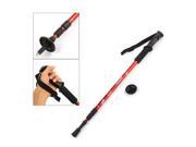 Durable AntiShock Hiking Walking Stick Pole Retractable Adjustable Compass Red