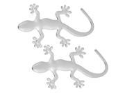 New 2 Pcs Practical Silver Tone 3D Gecko Design Auto Car Badge Sticker Decor
