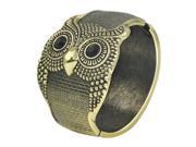 Women Black Vintage Personality Rhinestone Crystal Eye Owl Bangle Cuff Bracelet