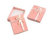 2 x Peach Pink Bowtie Accent Cardboard Gift Cases Present Boxes Bracelet Holder