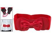 Red Bowknot Hook Buckle Elastic Band Dress Waist Belt for Ladies