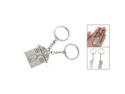 New 2 Pcs Practical Romantic House Shape Keychain Key Ring for Lovers