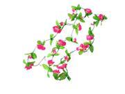 New 2.5M Green Leaves Fabric Fuchsia Roses Artificial Hanging Flower Bouquet