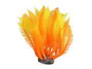 Orange Yellow Artificial Silicone Manmade Coral Shape Ornament For Fish Tank