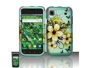 Rubberized Green Natural Flower Snap on Design Case Hard Case Skin Cover Faceplate for Samsung Galaxy S Vibrant T959 I9000.