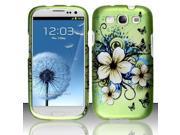 Green Flowers Hard Case Faceplate Protector Cover For Samsung Galaxy S3 i9300