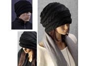 Winter Black Oversized Knit Baggy Beanie Slouch Hat Unisex Fashion Gift