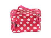 Lovely Rose Red Unique Dots Pattern Double Layer Travel Makeup Cosmetic Bag Case