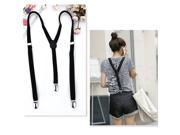 Adjustable Plain Black Braces Suspenders Heavy Duty Unisex Mens Ladies 1.5cm
